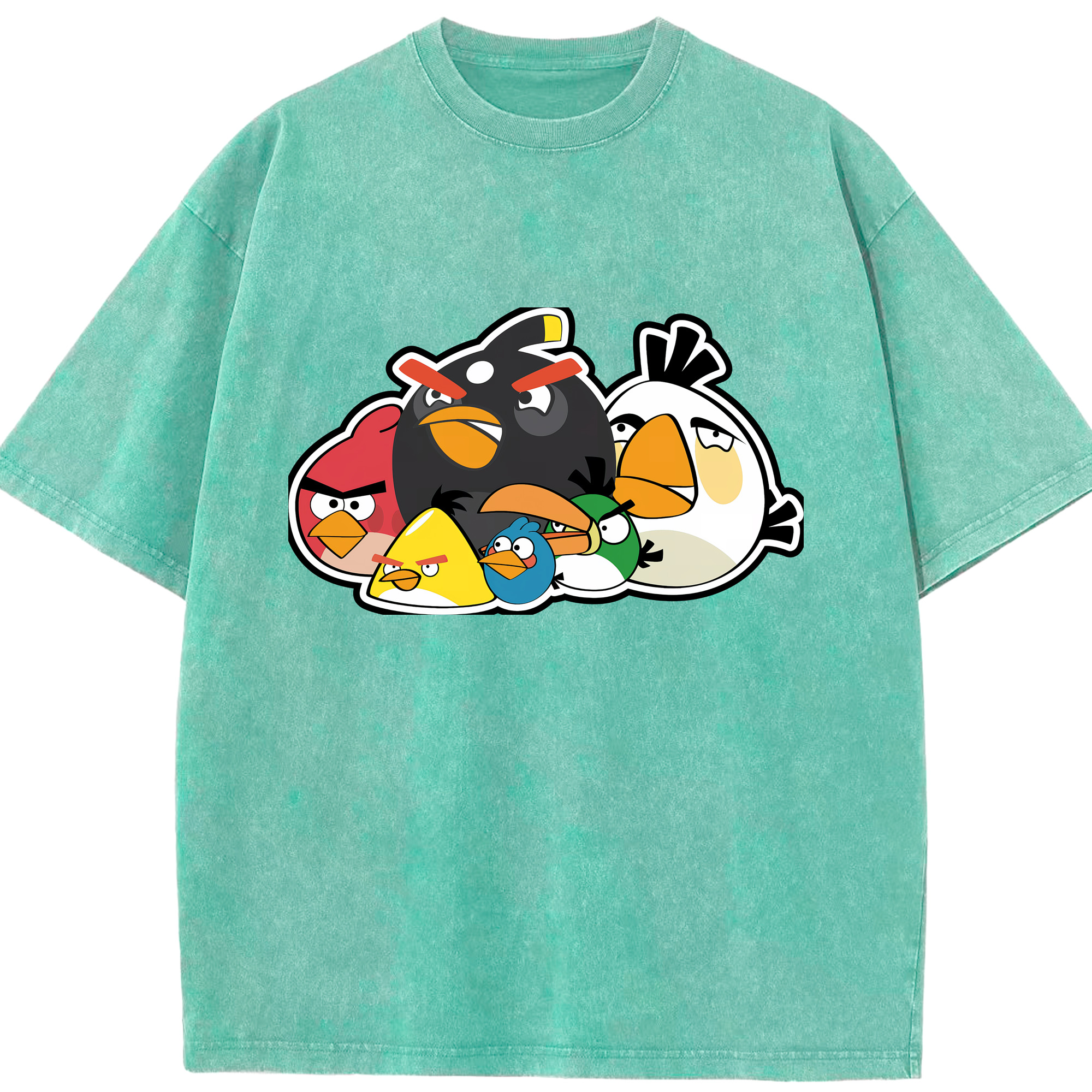 （画像用） Angry Birds アングリーバード 綿100% ヴィンテージ風 半袖Tシャツ（フロントプリント）